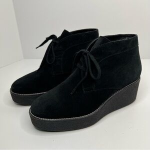 Aquatalia Vianna Black Suede Wedge Boot Bootie Size 8